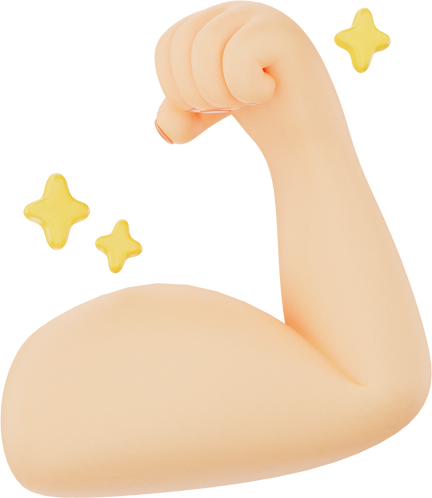 Strong arm flexing 3D hand gesture icon