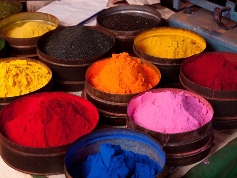 Fabric dyes in Cuzco, Peru